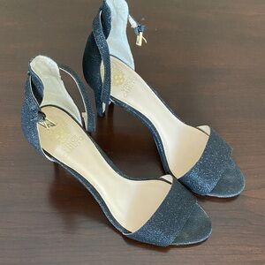 Vince Camuto Sparkling Black Ankle Strap Heels